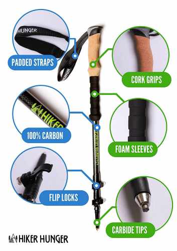 Hiker Hunger Carbon Fiber Trekking Poles 2