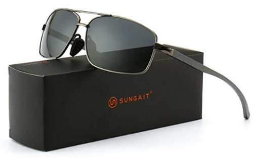 SUNGAIT Ultra Lightweight Rectangular Polarized Sunglasses